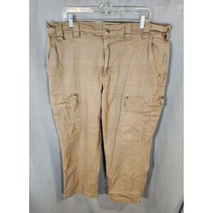 Duluth Trading Flex Fire Hose Mens Cargo Work Pants 41x30 Desert‎ Khaki Relaxed